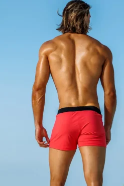 Sauvage Swimwear Capri Coral Stripe Retro Lycra Swimmer