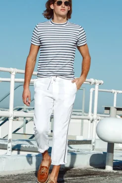 Sauvage Swimwear Charcoal/White Luxury Knit Stripe T-Shirt