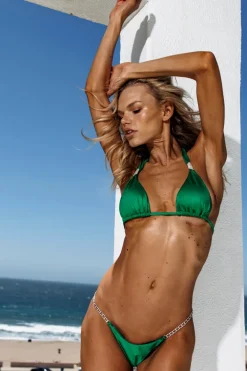 Women Sauvage Swimwear Emerald Crystal Halter