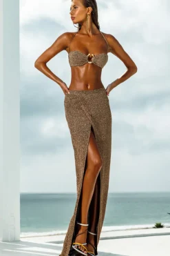 Women Sauvage Swimwear Gold Boucle Skirt