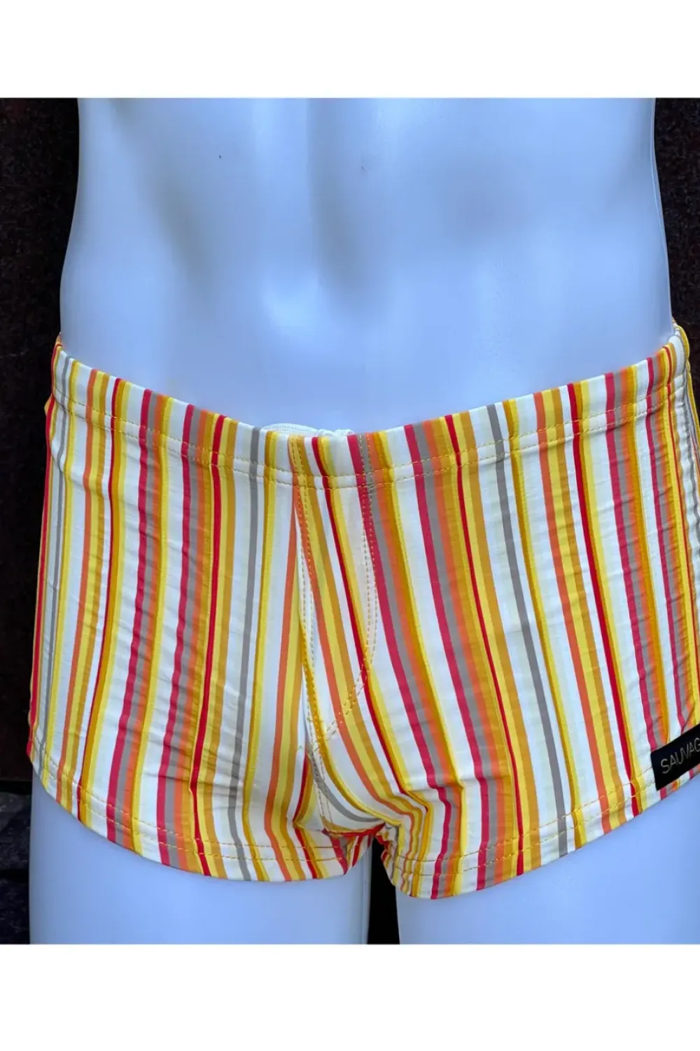 Sauvage Swimwear Orange Stripe Squarecut
