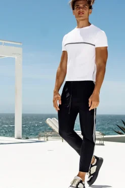 Sauvage Swimwear Woven Stripe Workout Pants Black