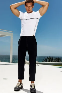 Sauvage Swimwear Woven Stripe Workout Pants Black