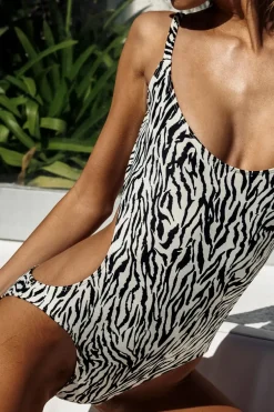 Women Sauvage Swimwear Zebra One Piece
